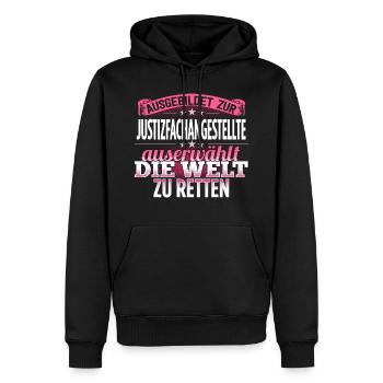 JUSTIZFACHANGESTELLTE - Die Auserwählte - Männer Premium Bio Hoodie - Schwarz - Vorne - Nico (187cm)