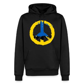 Ukraine Paix - Sweat à capuche Premium bio Homme - noir - Devant - Nico (187cm)