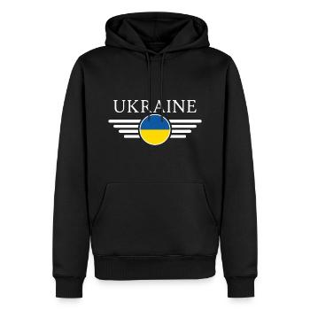 T-shirt Ukraine : Histoire, Nature, Tradition - Sweat à capuche Premium bio Homme - noir - Devant - Nico (187cm)