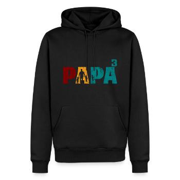 Papa Vater von 3 Kinder Kindern Dreifacher - Männer Premium Bio Hoodie - Schwarz - Vorne - Nico (187cm)