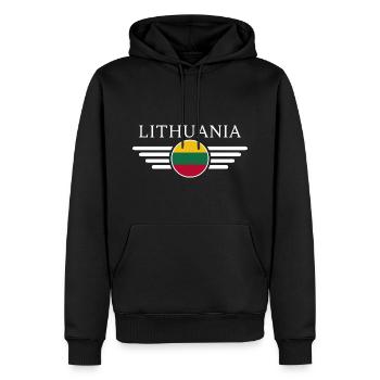 Litauen T-Shirt: Tradition, Natur, Amber - Männer Premium Bio Hoodie - Schwarz - Vorne - Nico (187cm)