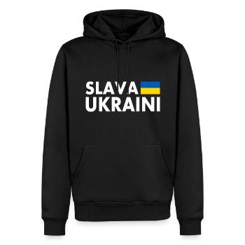 Slava ukraini - Sweat à capuche Premium bio Homme - noir - Devant - Nico (187cm)