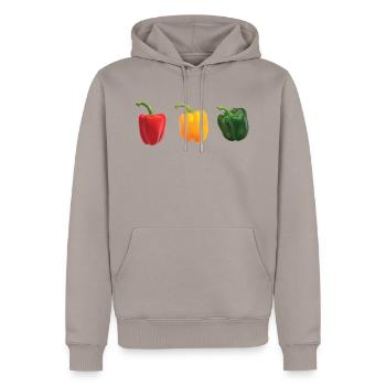 Paprika - Männer Premium Bio Hoodie - Taupe - Vorne - Nico (187cm)
