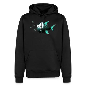 Verwirrter Fisch - Männer Premium Bio Hoodie - Schwarz - Vorne - Nico (187cm)