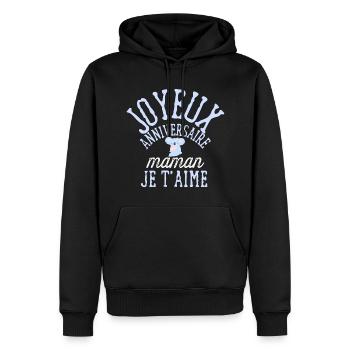 Joyeux anniversaire maman - Sweat à capuche Premium bio Homme - noir - Devant - Nico (187cm)