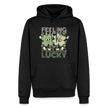 Feeling Lucky St. Patricks Day Kleeblatt - Männer Premium Bio Hoodie - Schwarz - Vorne - Nico (187cm)