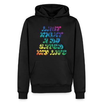 Last night a dj saved my life - Men’s Premium Organic Hoodie - black - Front - Nico (187cm)