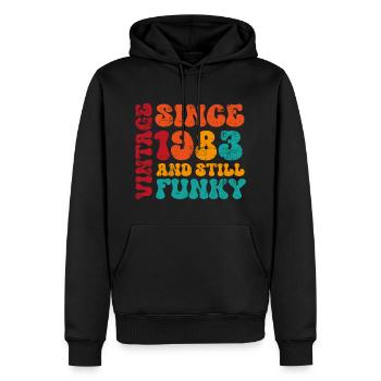 Millésime 1983 - Sweat à capuche Premium bio Homme - noir - Devant - Nico (187cm)