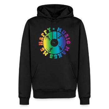 Music makes me happy Vinyl - Men’s Premium Organic Hoodie - black - Front - Nico (187cm)