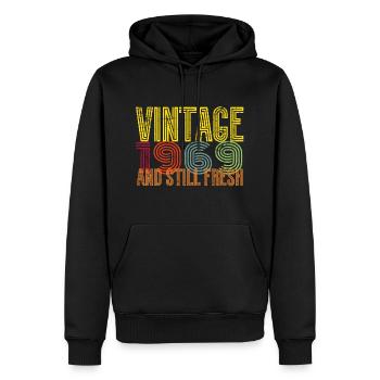 Vintage 1969 - Men’s Premium Organic Hoodie - black - Front - Nico (187cm)