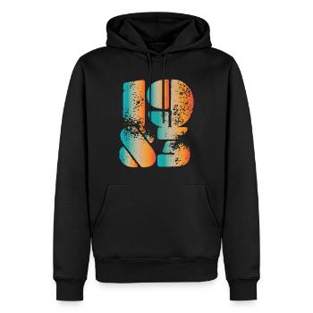 1983 40e anniversaire - Sweat à capuche Premium bio Homme - noir - Devant - Nico (187cm)
