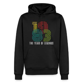 1983 40e anniversaire - Sweat à capuche Premium bio Homme - noir - Devant - Nico (187cm)