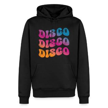 Disco Rétro - Sweat à capuche Premium bio Homme - noir - Devant - Nico (187cm)