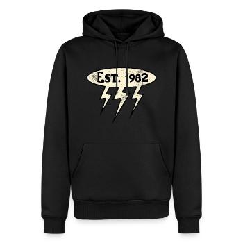 Millésime 1982 - Sweat à capuche Premium bio Homme - noir - Devant - Nico (187cm)