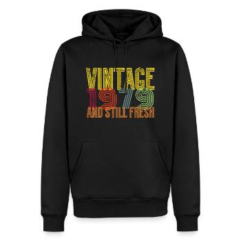 1979 44e anniversaire - Sweat à capuche Premium bio Homme - noir - Devant - Nico (187cm)