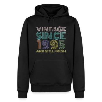Millésime 1995 - Sweat à capuche Premium bio Homme - noir - Devant - Nico (187cm)