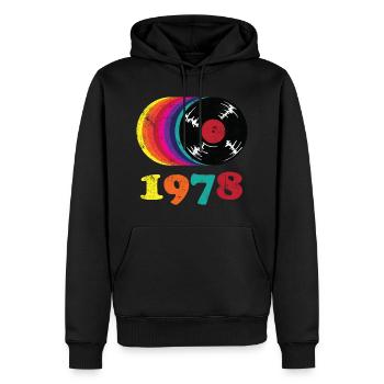 Millésime 1978 - Sweat à capuche Premium bio Homme - noir - Devant - Nico (187cm)