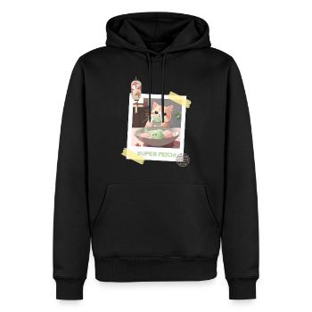 Kuschelige und entzückende Katze isst Mochi Japan Kawaii - Männer Premium Bio Hoodie - Schwarz - Vorne - Nico (187cm)