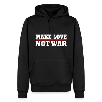 Make love not war - Männer Premium Bio Hoodie - Schwarz - Vorne - Nico (187cm)
