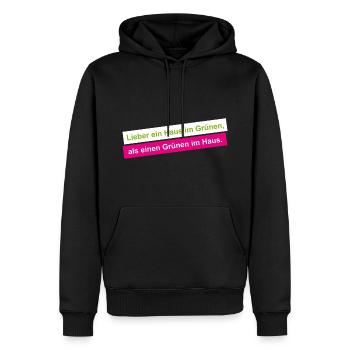 Lieber ein Haus im Grünen als ein Grüner im Haus - Männer Premium Bio Hoodie - Schwarz - Vorne - Nico (187cm)