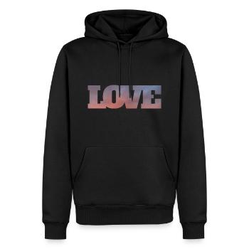 Nuages dans l’inscription amour - Sweat à capuche Premium bio Homme - noir - Devant - Nico (187cm)
