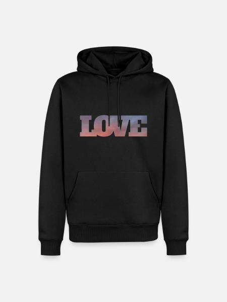 Nuages dans l’inscription amour - Sweat à capuche Premium bio Homme - noir