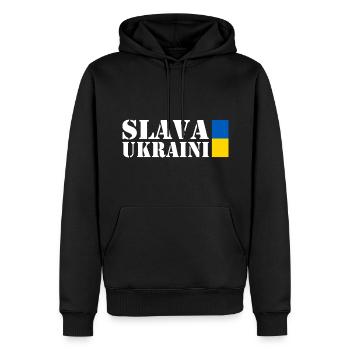 Slava ukraini - Männer Premium Bio Hoodie - Schwarz - Vorne - Nico (187cm)