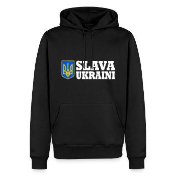 Slava ukraini - Sweat à capuche Premium bio Homme - noir - Devant - Nico (187cm)