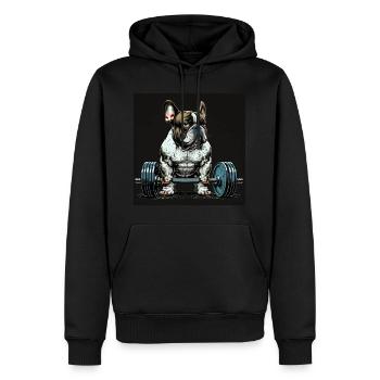 Français Bulldog Frenchie Bodybuilding Dog - Sweat à capuche Premium bio Homme - noir - Devant - Nico (187cm)