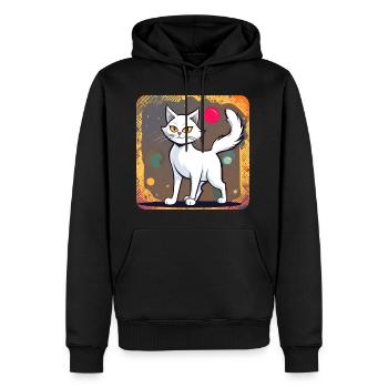 Stolze weiße Katze - Männer Premium Bio Hoodie - Schwarz - Vorne - Nico (187cm)
