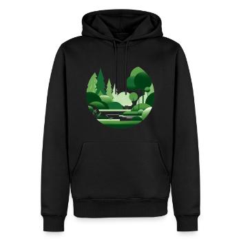 Nature minimaliste vert - Sweat à capuche Premium bio Homme - noir - Devant - Nico (187cm)