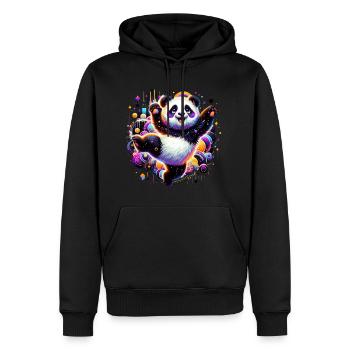 Panda fun coloré - Sweat à capuche Premium bio Homme - noir - Devant - Nico (187cm)