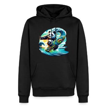 Panda surf coloré - Sweat à capuche Premium bio Homme - noir - Devant - Nico (187cm)