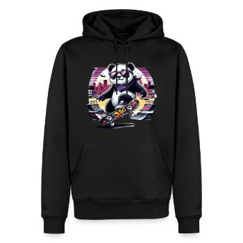 Panda Skate Violet - Sweat à capuche Premium bio Homme - noir - Devant - Nico (187cm)