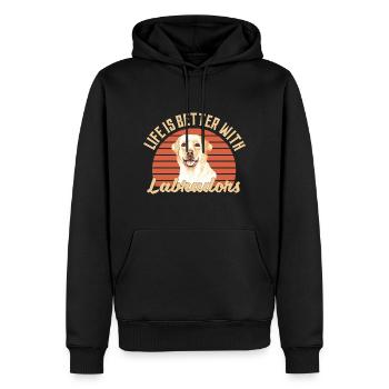 Labrador Vintage - Männer Premium Bio Hoodie - Schwarz - Vorne - Nico (187cm)
