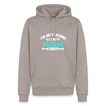 Bocker - Männer Premium Bio Hoodie - Taupe - Vorne - Nico (187cm)