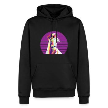 Polygon Pferd Motiv Pferdemotiv Retro Vintage - Männer Premium Bio Hoodie - Schwarz - Vorne - Nico (187cm)