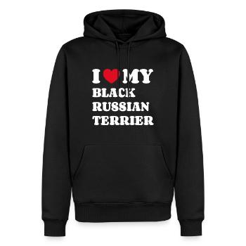 I Love My Black Russian Terrier Hundebesitzer - Männer Premium Bio Hoodie - Schwarz - Vorne - Nico (187cm)