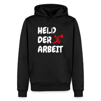 Held der Arbeit Arbeiten Arbeitstier Chef Kollege - Männer Premium Bio Hoodie - Schwarz - Vorne - Nico (187cm)