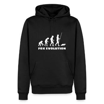 Fuchs Evolution - Männer Premium Bio Hoodie - Schwarz - Vorne - Nico (187cm)