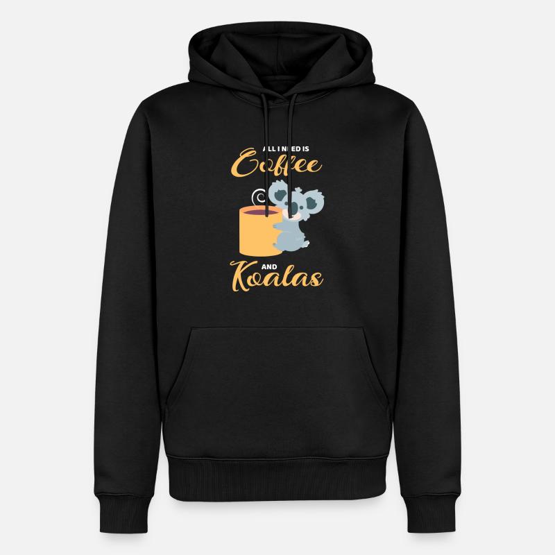 Les koalas et le café - Sweat à capuche Premium bio Homme - noir