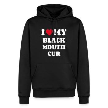 J’aime ma bouche noire Cur - Sweat à capuche Premium bio Homme - noir - Devant - Nico (187cm)