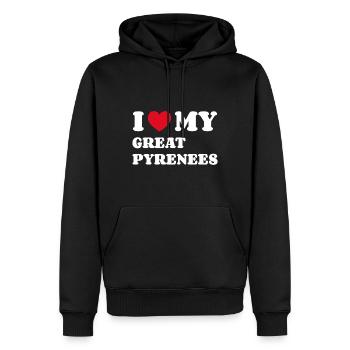 J’adore mes grandes Pyrénées - Sweat à capuche Premium bio Homme - noir - Devant - Nico (187cm)