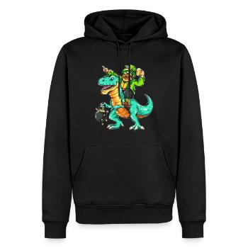 Saint-Patrick Leprechaun Leprechaun Bière Dino T-Rex - Sweat à capuche Premium bio Homme - noir - Devant - Nico (187cm)