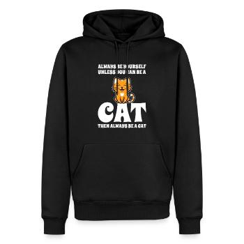 Chat - Sweat à capuche Premium bio Homme - noir - Devant - Nico (187cm)