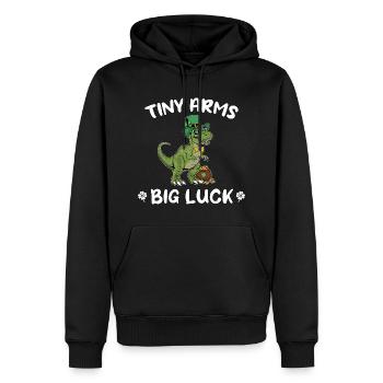 Leprechaun T-Rex Dino Glück Tiny Arms Big Luck - Männer Premium Bio Hoodie - Schwarz - Vorne - Nico (187cm)