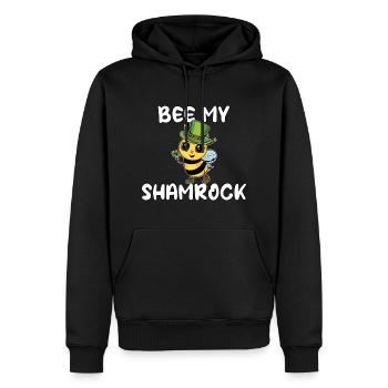 Abeille mignonne Leprechaun Goblin disant trèfle - Sweat à capuche Premium bio Homme - noir - Devant - Nico (187cm)