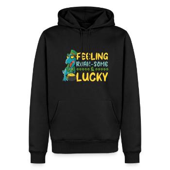 Leprechaun T-Rex Dino Dinosaur St. Patrick's Day - Men’s Premium Organic Hoodie - black - Front - Nico (187cm)