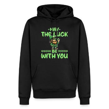 St. Patricks Day Leprechaun Glück Spruch Kleeblatt - Männer Premium Bio Hoodie - Schwarz - Vorne - Nico (187cm)