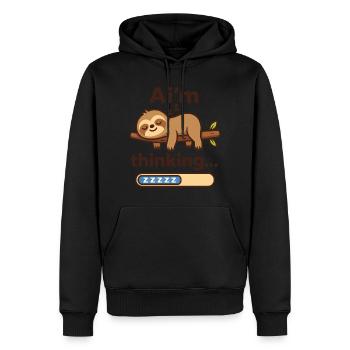 Ai m thinking - Paresseux IA - Sweat à capuche Premium bio Homme - noir - Devant - Nico (187cm)